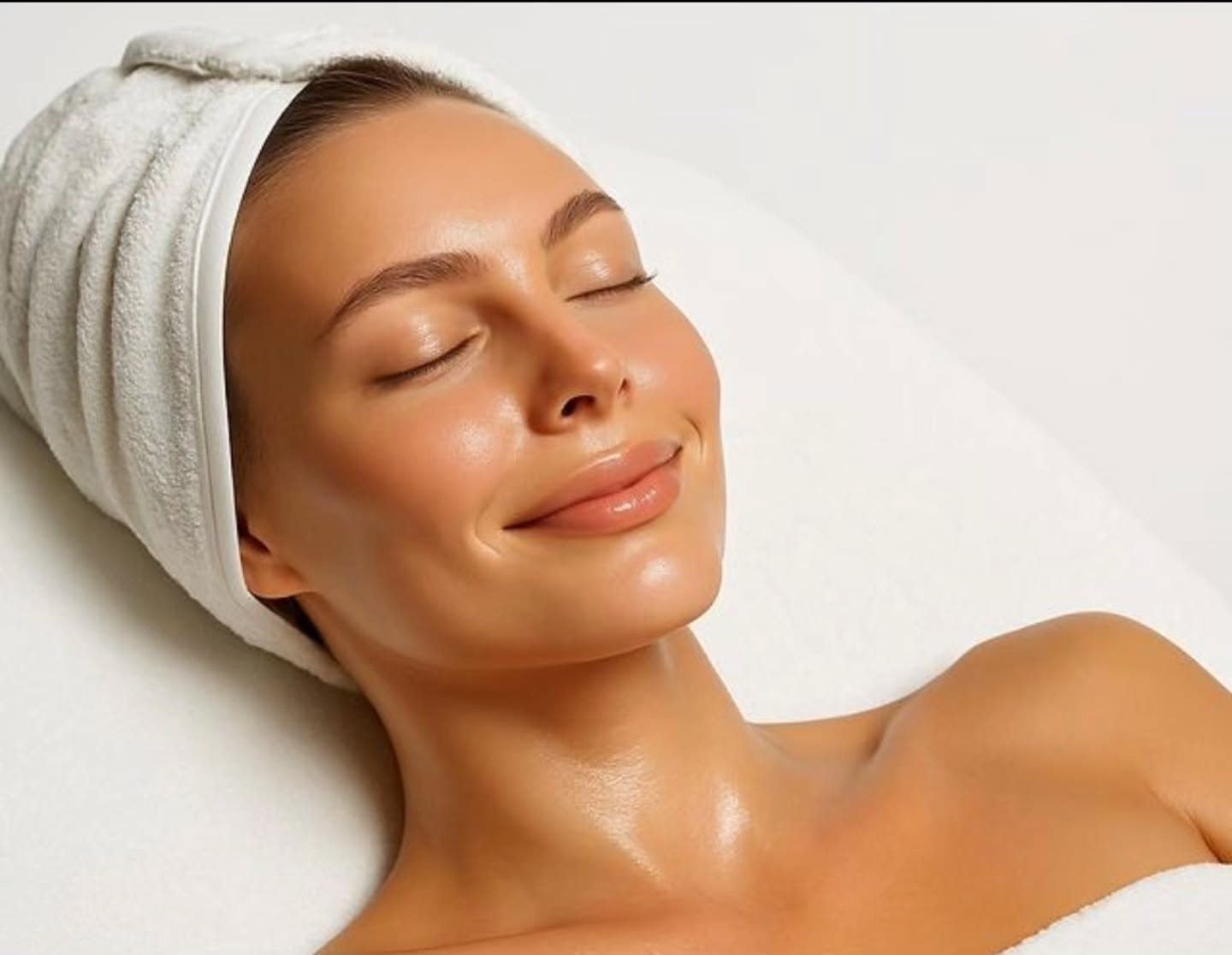 Woman with glowing skin after spa facial